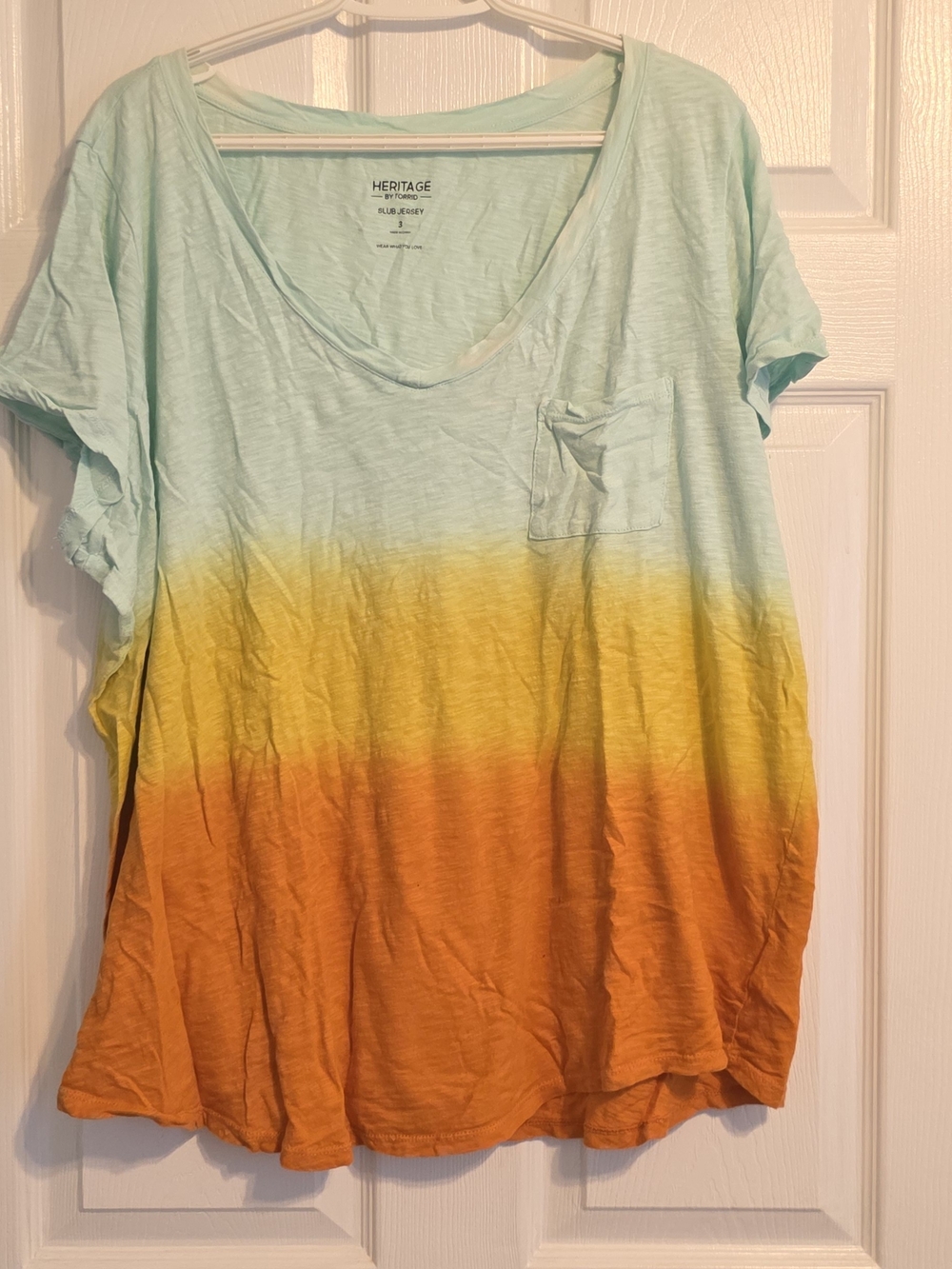 torrid Ombre Scoop Neck Tee in Aqua, Yellow & Orange